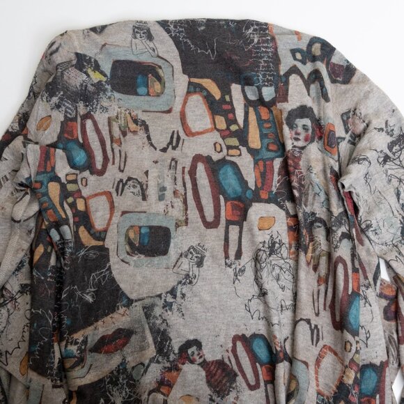 Inoah Cardigan Duster Longline Graffiti Printed Small Open Front Art To Wear - Picture 9 of 11